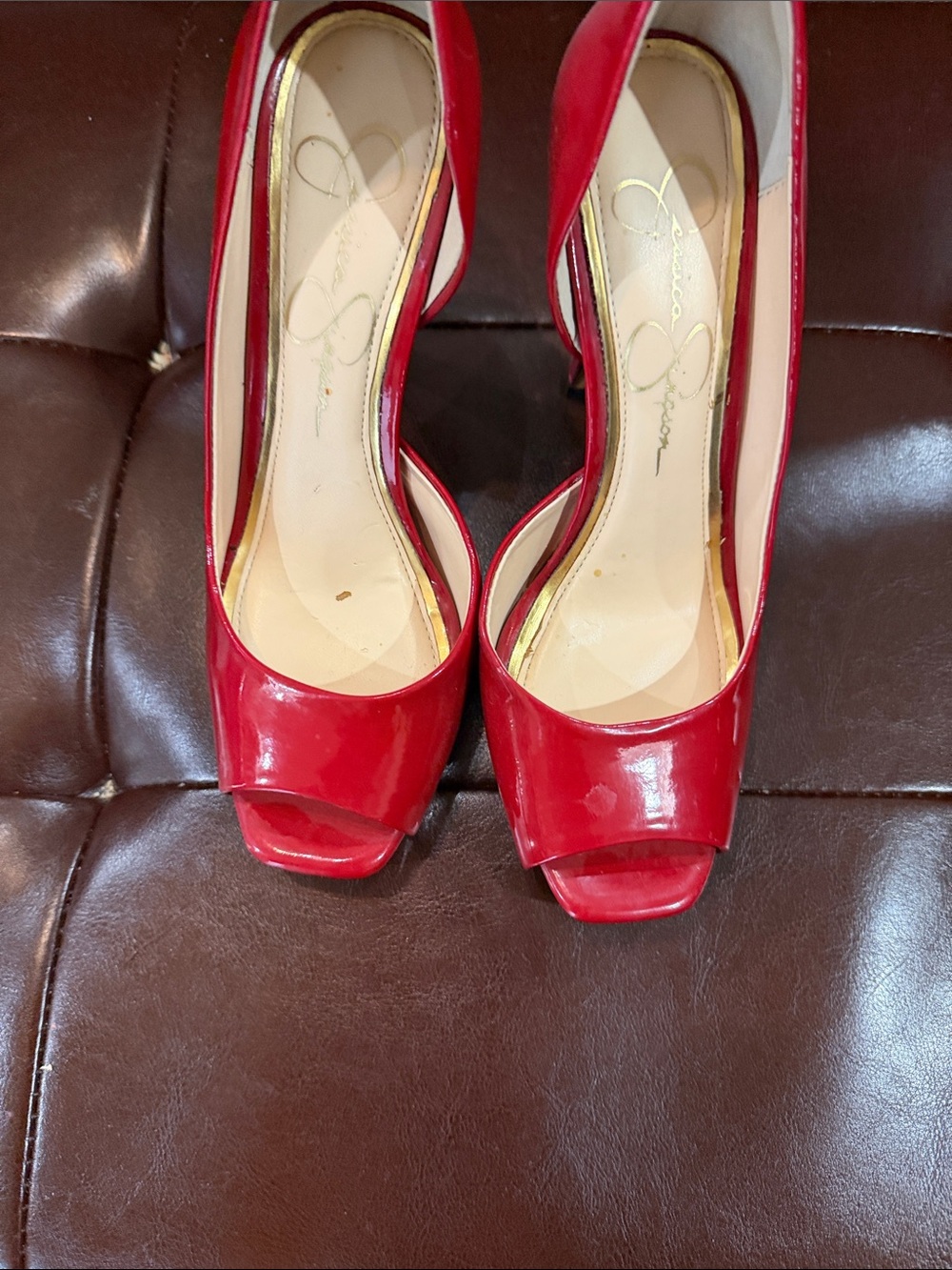 Jessica Simpson Red Patent Peep-Toe Heels